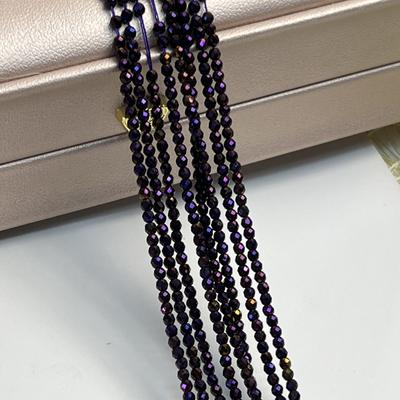 5 Fils, Perles de Verre Irisées Mystérieuses Violet Mûre Plaqué 2mm/3mm, Fil de 38cm, Petites Perles Libres pour Fabrication de Bracelets, Colliers, Bijoux DIY