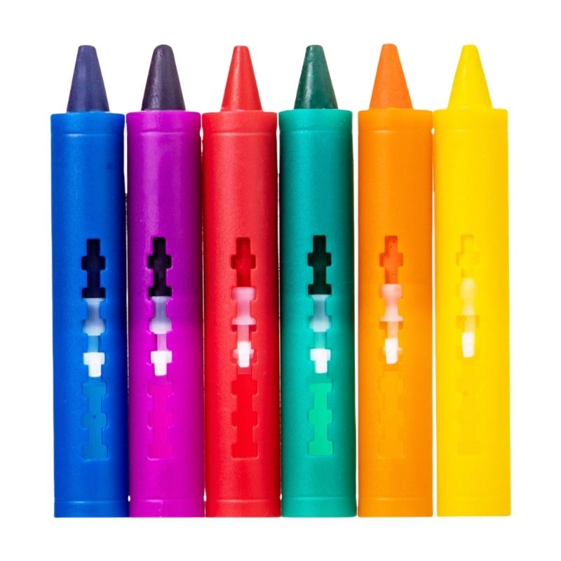 Washable Toddler Crayons 6 Color Easy to Grip Crayon with Pen Holder For Kids Aged 3 Doodling Art Drawing and Coloring