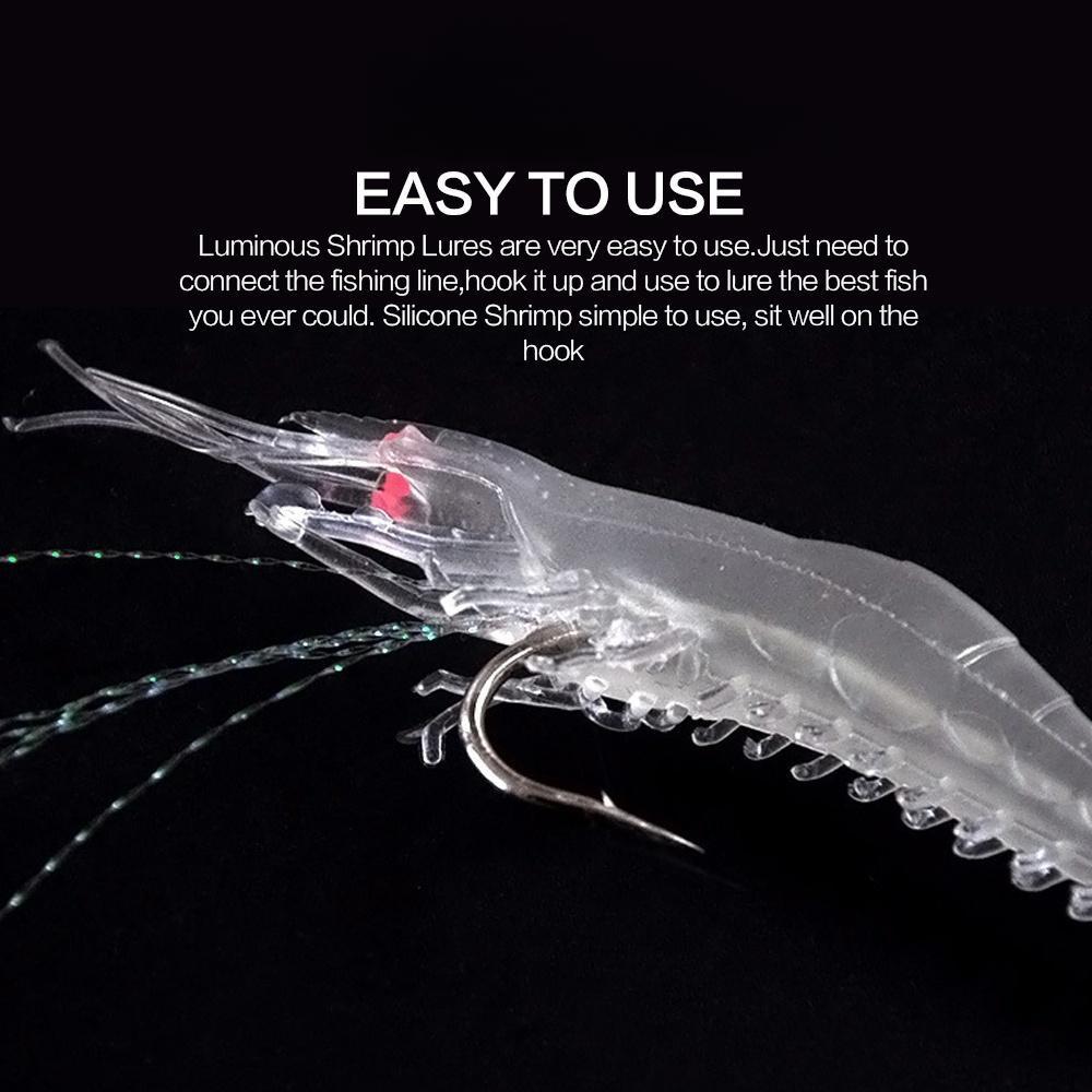 Garnelenköder mit Haken Leuchtende Weiche Angelköder Garnelenköder Silikon Lockmittel Tackle Köder FlySand Angelwerkzeug