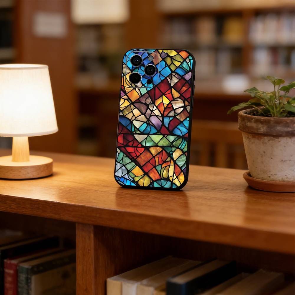 Stained glass Phone Case Silicone Soft For IPhone 17 16 15 14 13 12 11 X XR Plus Pro Max Plus