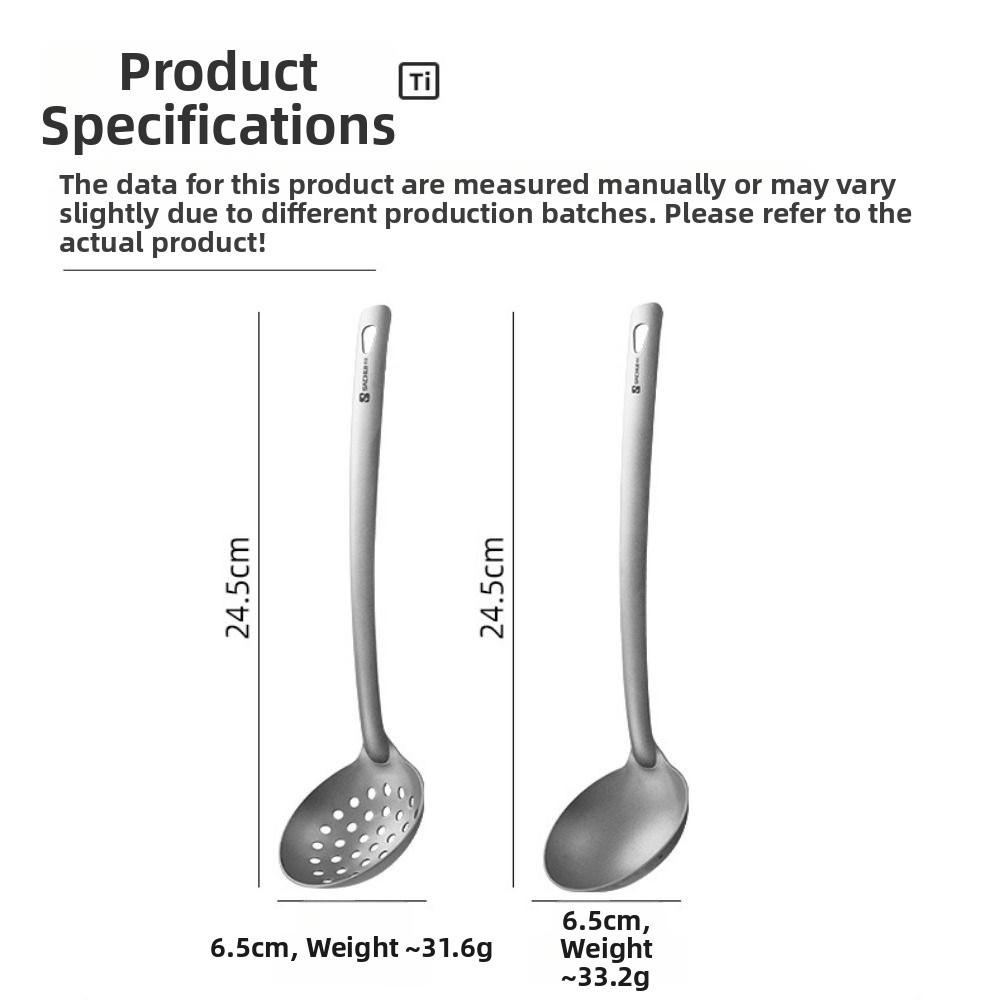 Long Handle Outdoor Soup Ladle Skimmer Kits Titanium Lightweight Food Strainer Anti Slip Heat-resistant