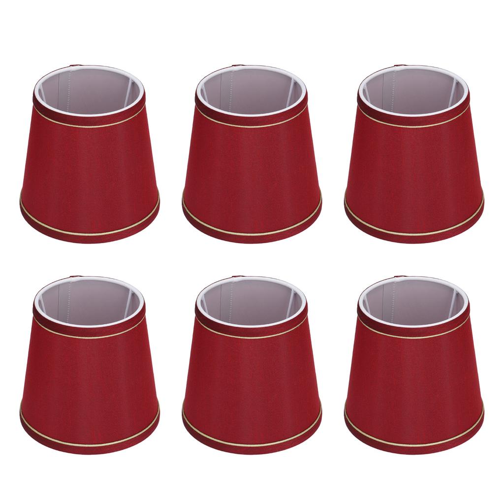 6PCS Fabric Lampshade Modern Simple Fabric Light Lampshade Phnom Penh Craftsmanship for E14 LampWine Red (PX43)