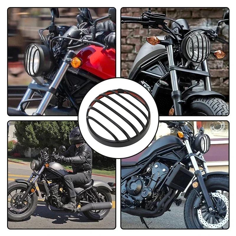 For Honda Rebel CMX 300 2017-2025 Black Motorcycle Headlight Grill Cover Front Lamp Guard Retro Head Light Decorative ABS