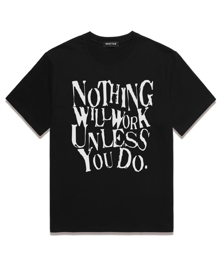 SHIRTER Nothing Graphics Oversized Short Sleeve T-Shirt (Ss027) Black