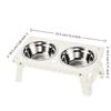 Foldable Raised Dog Double Bowl Removable Pet Feeding Station Pet Dining Table  for Dogs Cats
