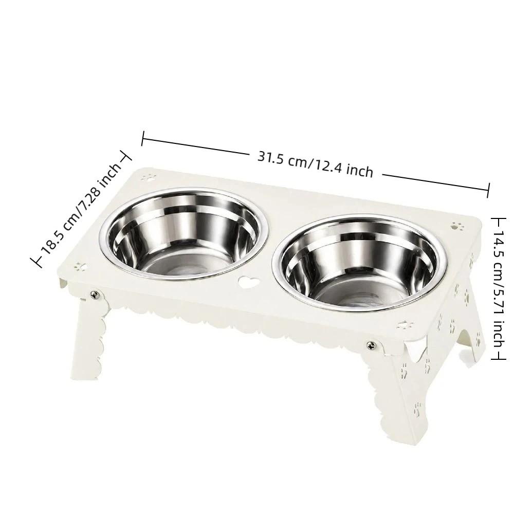 Foldable Raised Dog Double Bowl Removable Pet Feeding Station Pet Dining Table for Dogs Cats