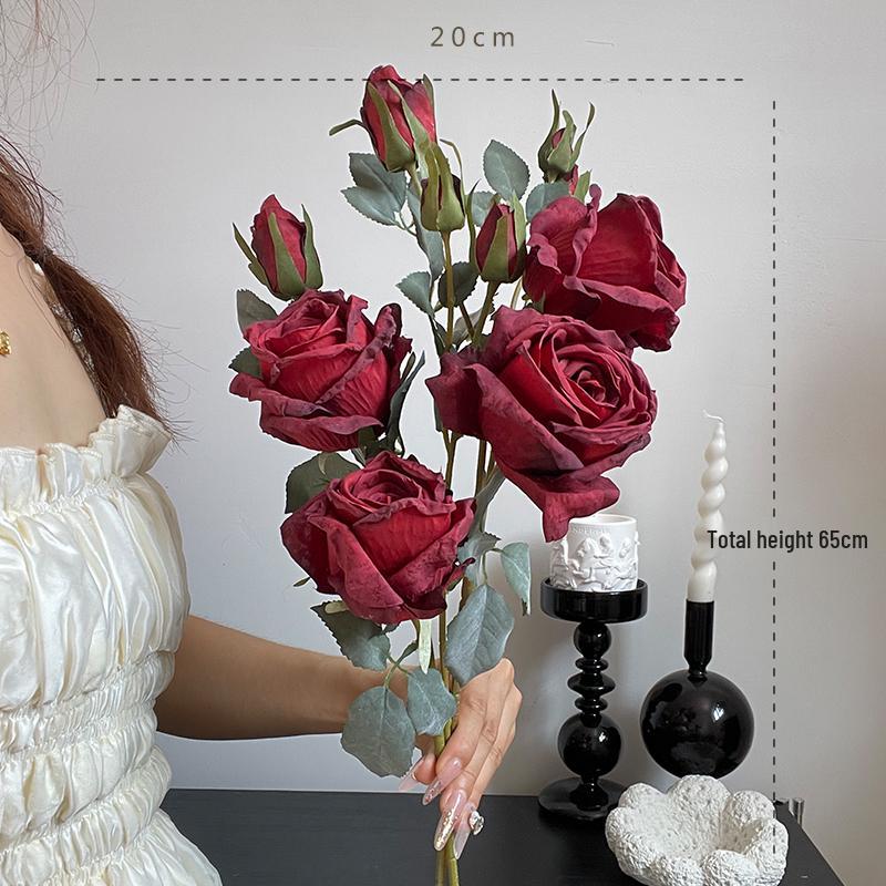 Liu Yifei Inspired Dried Flower Oil Painting - Artificial Rose Bouquet for Living Room or Dining Table Decor