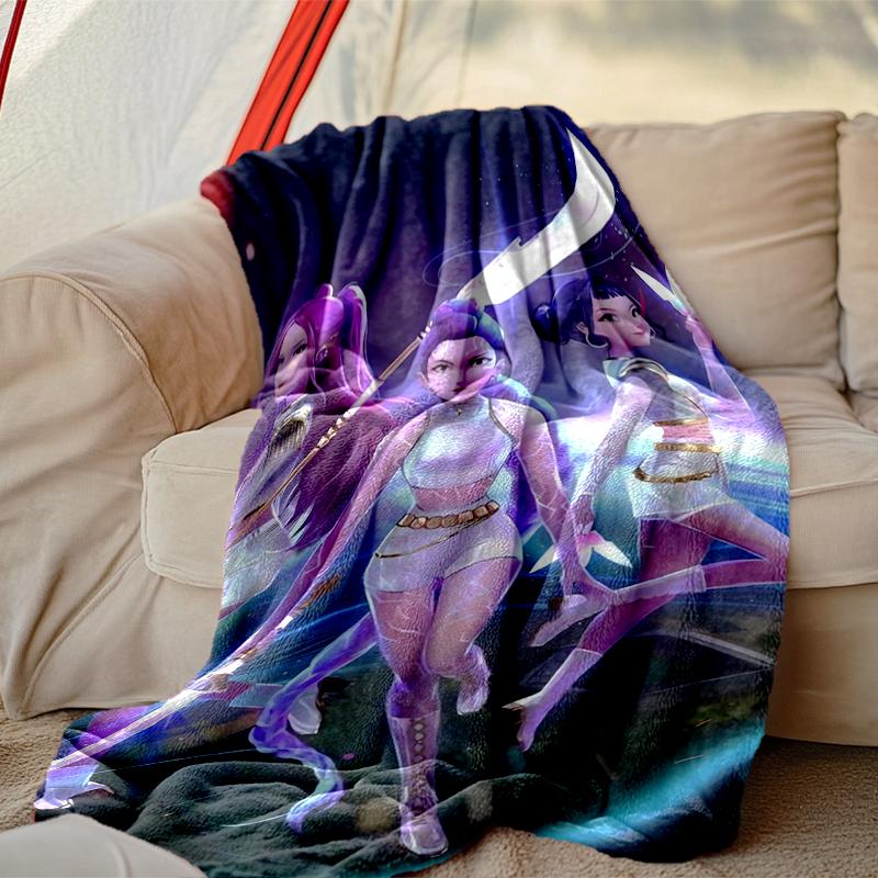 [1pc Kpop Demon Hunters Blanket] All-Season Blanket - Cozy Blanket for Sofa Couch Home Decoration, Digital Printed Nap Blanket
