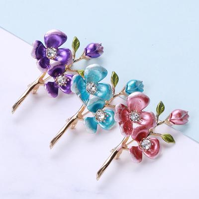 Retro Colors Plum Brooches Pin Alloy Collar Flower Brooch Woman Mother Day Gift