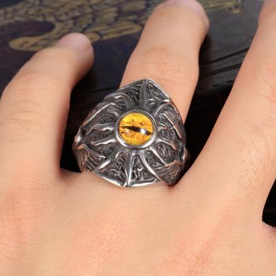 Edelstahl Adler Gelbes Auge Kreativ Herrscherisch Longan Punk Stil Hip-Hop Mode Offener Ring
