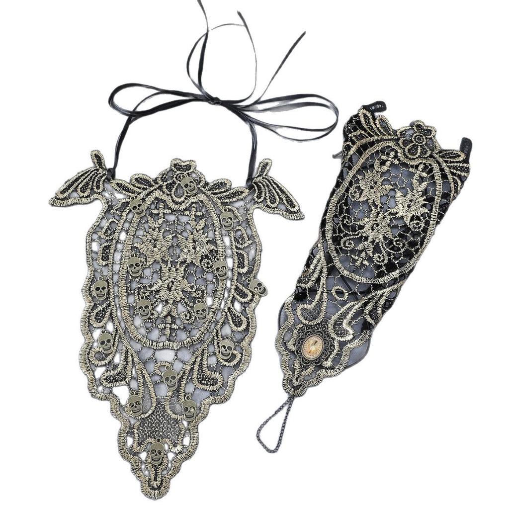 Gothic Hollow Skull Flower Choker: High-End Halloween Necklace for Women