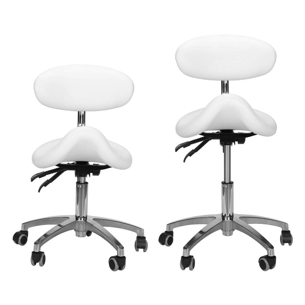 Saddle Rolling Stool with Wheels with Back Support 16.93-21.65in Height for Hair Stylist for Dentist Salon Tattoo