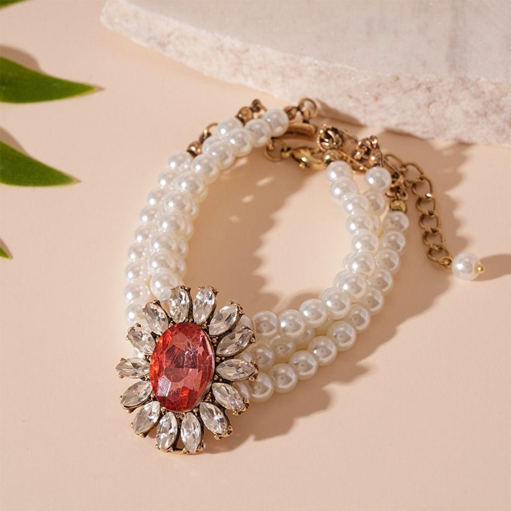 Inlaid Rhinestone Multilayer Jewelry Set Shining Clavicle Chain Pearl Necklace Earring Set Bridal