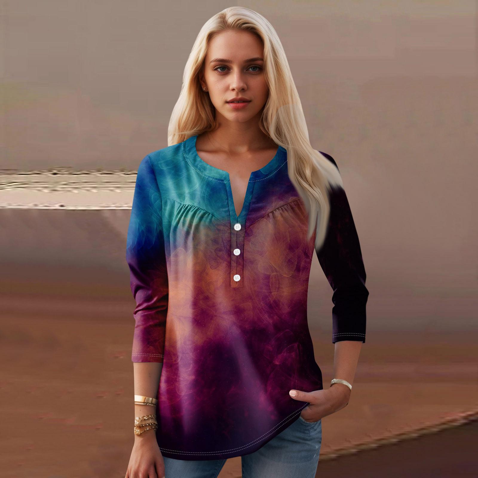 

Женская мода повседневный топ с длинным рукавом и круглым вырезом с цветочным принтом XL