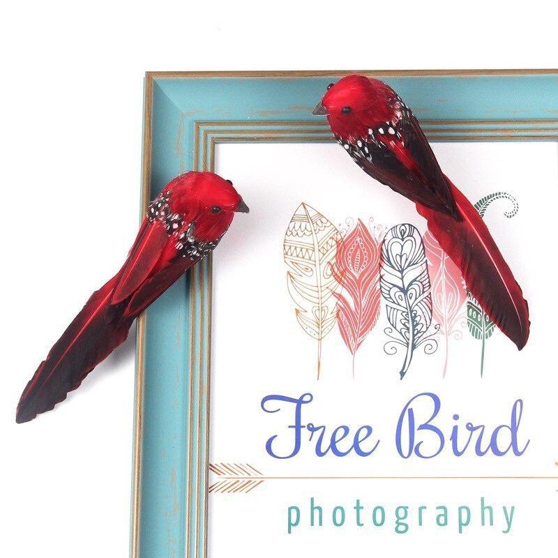 Colorful Feathered Birds Simulation Birds Garden Tree Branches Decoration Props Foam-bird Feather Bird Garden Landscape