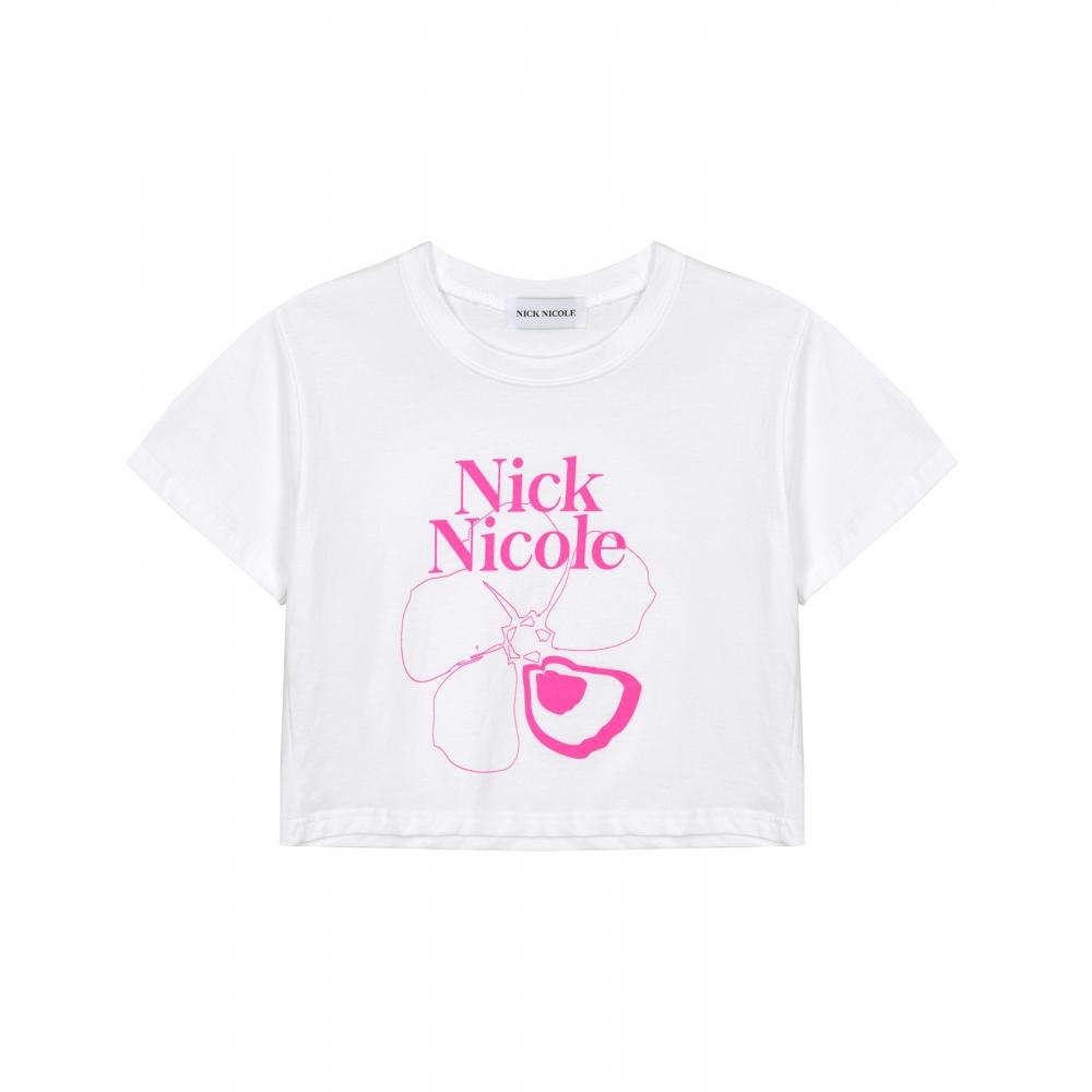 

NICKNICOLE NICOLE CROP FLOWER HALF TEEPINK