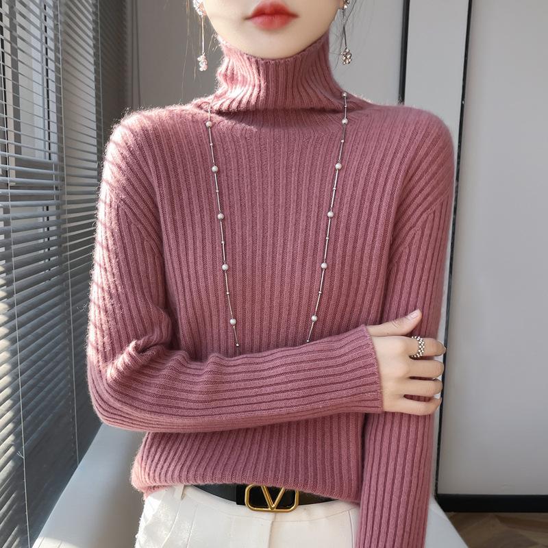 Damen Strickpullover mit hohem Kragen: Lässiger, schlank geschnittener Pullover für Herbst und Winter