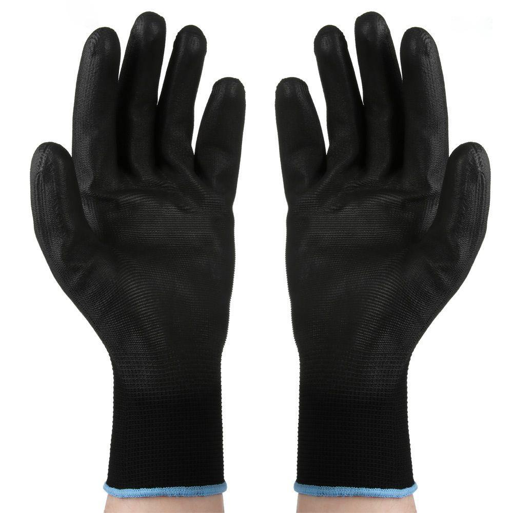 1/6 Pairs Safety PU Black Labor Protection Polyurethane Work Gloves Coated