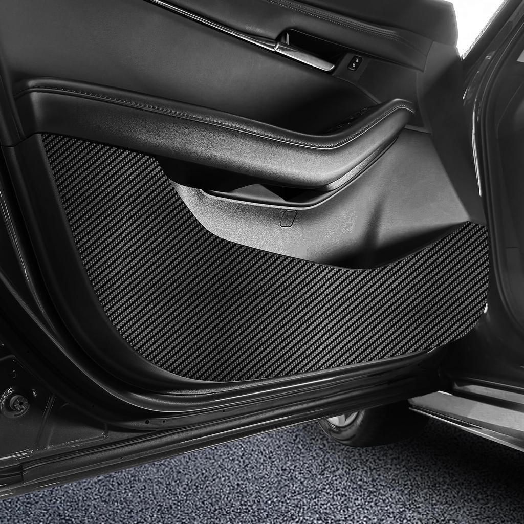 KUNGKIC Door Kick Guards for Mazda 3 BP Series Door Scratch and Stain Custom Interior Car Accessories Carbon Fiber (2019-2025), Protectors,