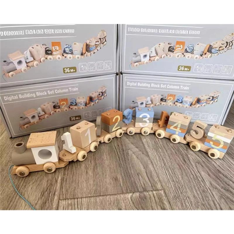 Digital Train Wooden Toys Children's Educational Assembly Magnetic Building Blocks Enlightenment Baby Girls And Boys