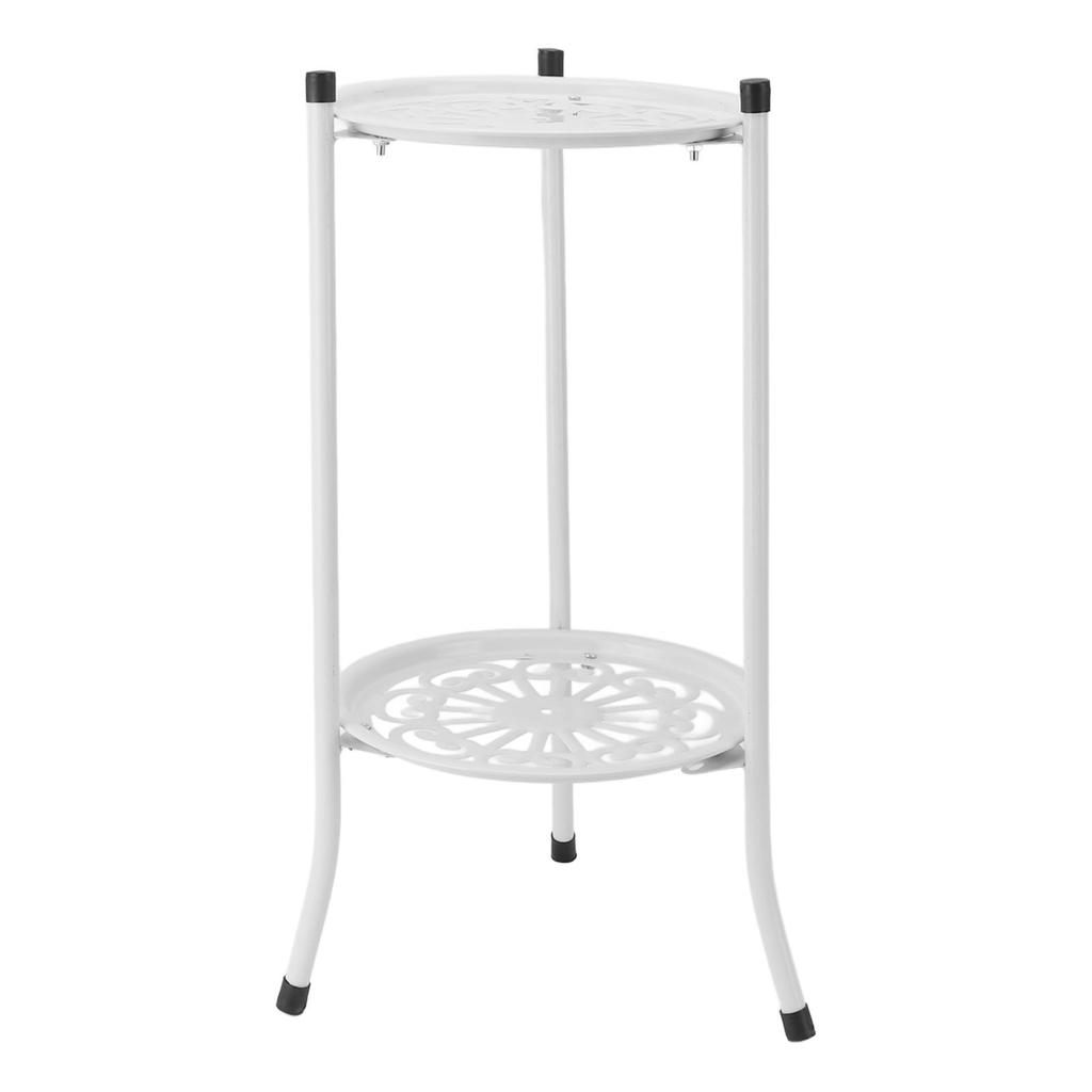 50cm Double Layer Plant Stand Iron Multifunctional Flower Rack Flower Shelf for Balcony Entryway