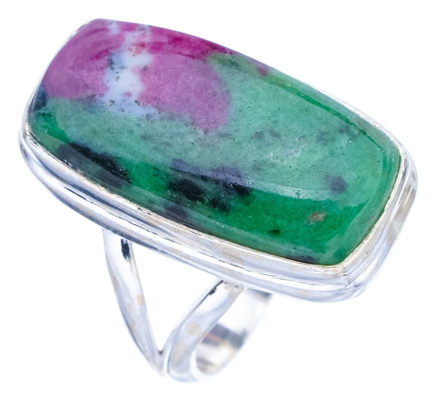 

StarGems® Natural Ruby Zoisite Handmade 925 Sterling Silver Ring 7.5 F1604