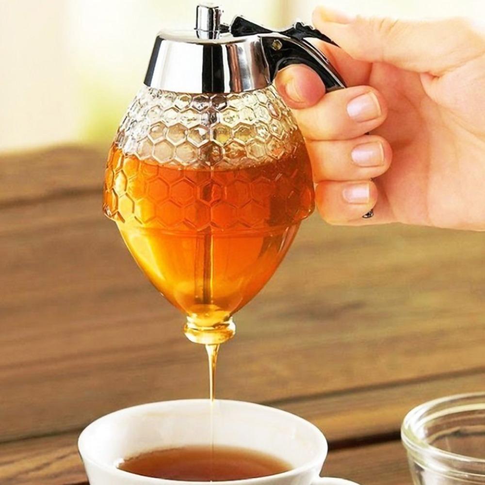 With Stand Honey Dispenser 200ml Honey Jar Vintage Syrup Dispenser  Picnic Use