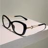 Metal Hollow-out Frame Anti Blue Light Cat Eye Eyeglasses Men Women Fashion Splicing Color Large Frame Street Photography Glasses