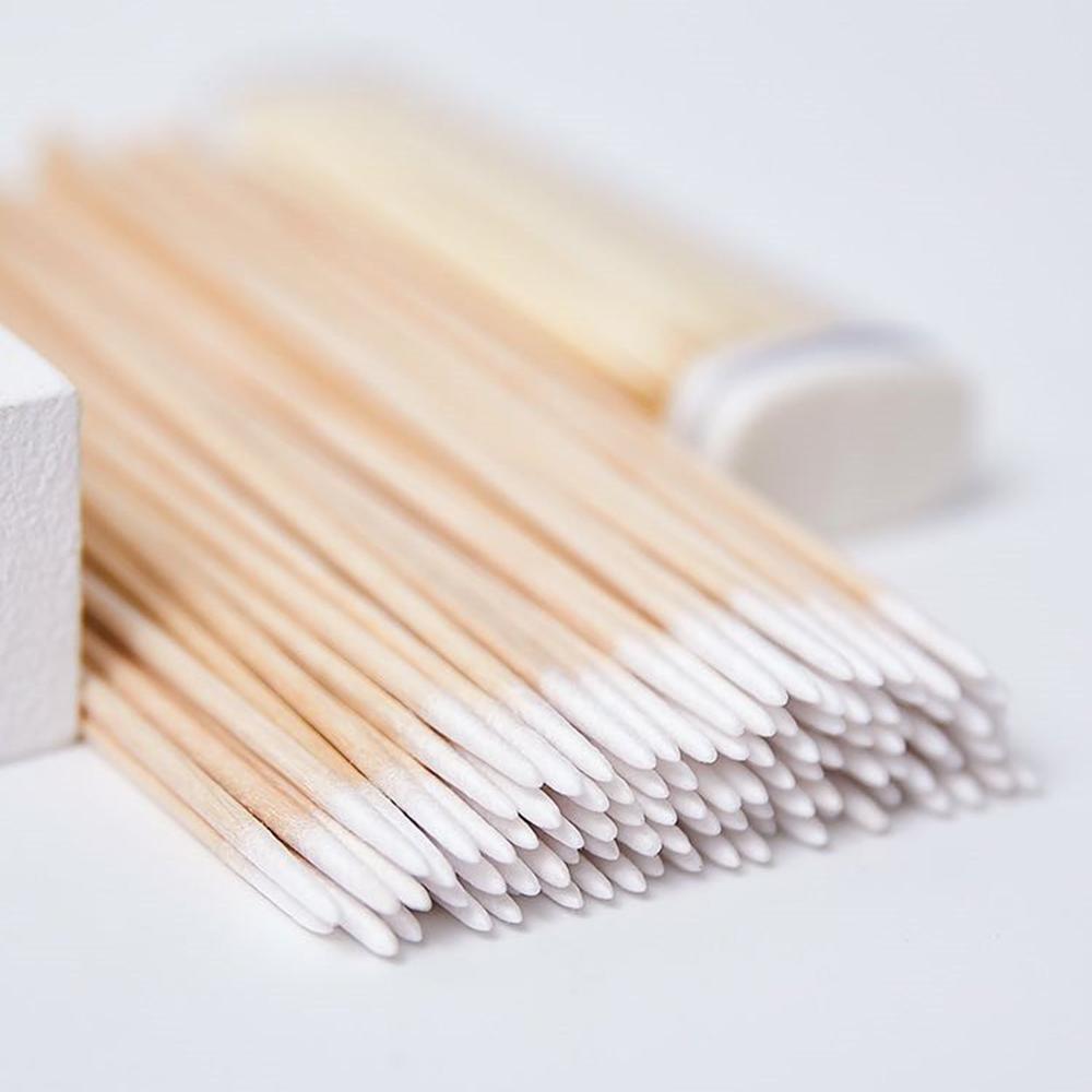 

100/300 ШТ. Вышитые Заостренные Ватные Палочки Женский Косметический Инструмент Очистка Носа Ушей Помада Головка Палочки Бастонил Хлопковая Ткань