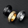 Vintage Rotatable Rune Ring For Men Women Steel/Black/Gold Stainless Steel Nordic Rings Fashion Charm  Accessoires Gift