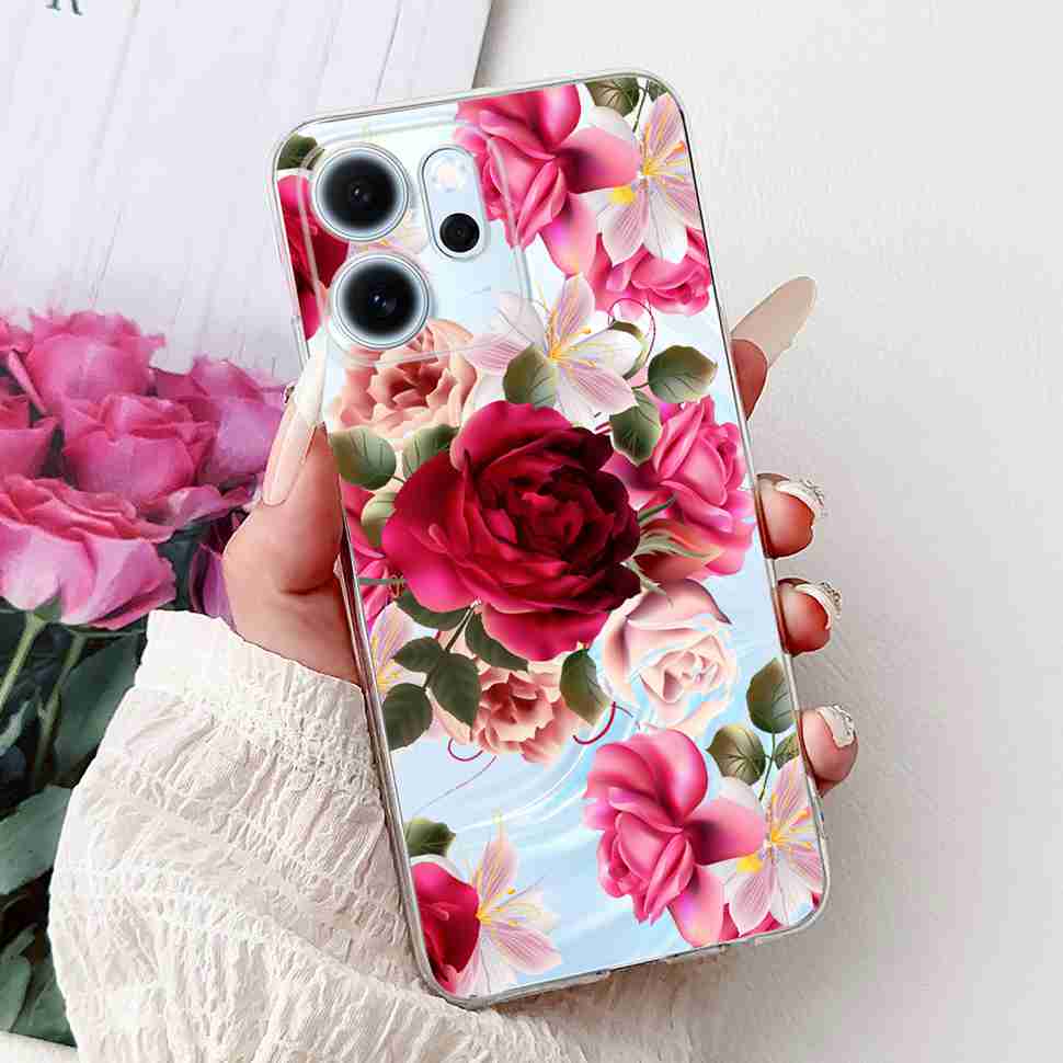Für Oppo Reno14 F 5G CPH27436.57" Hülle Bunte Schmetterlingsblumen TPU Weiche Silikonhülle Für Oppo Reno 14 F RENO14F Handyhüllen