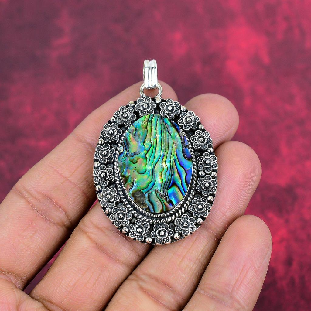 Abalone Shell Gemstone 925 Solid Sterling Silver Jewelry, Handmade Glorious Silver Jewelry Gift For Women