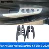 For Nissan Navara NP300 ST 2015- 2024 2025 Carbon Fiber Window Lift Switch Cover Trim Interior Armrest Frame Car Accessories