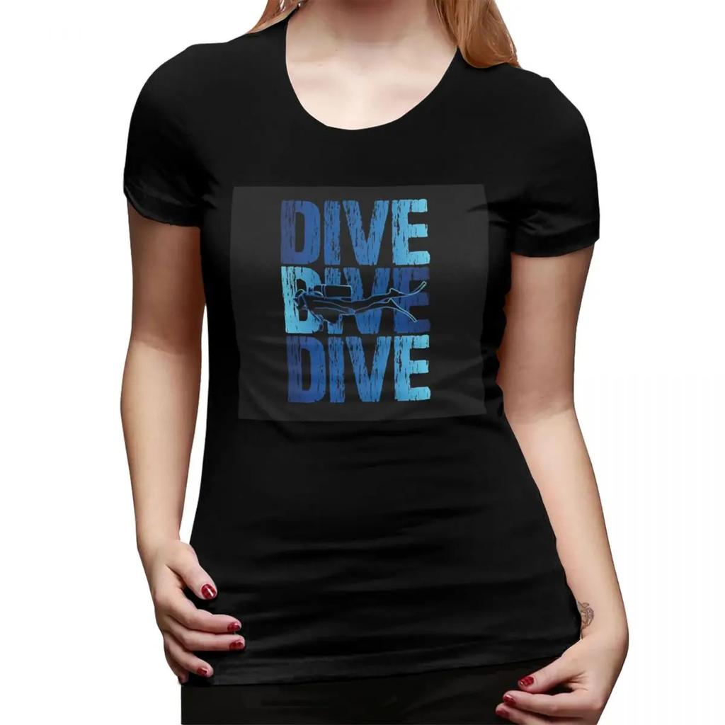 Dive Scuba Diver TShirt for Women ONeck Streetwear T Shirts Womens Tees Short Summer Clothes Tops