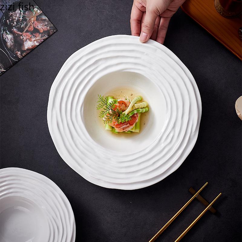 White Straw Hat Bowl Ceramics Dining Plate Soup Bowls Fruit Plate Salad Bowls Pasta Dish Noodle Bowl Dessert Plates Snack Tray