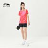 Li Ning Table Tennis Series Logo Print Short Sleeve T-Shirt Unisex Tops Cherry-Blossom-Red AAYU037-3