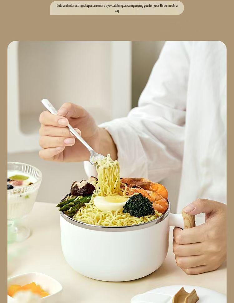 304 Stainless Steel Large Capacity Instant Noodle Bowl with Lid and Heat Preservation for Dormitory or Lunch.