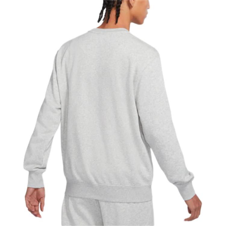 Nike French Terry Crew Neck Sweatshirt With Embroidered Swoosh Unisex Tops Mocha-Grey White DJ0466-050