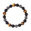 Festive Gifts Tiger Eye Black Onyx Hematite Beaded Bracelet Set Natural Fashion Jewelry For Men Women Daily Wear Gift
