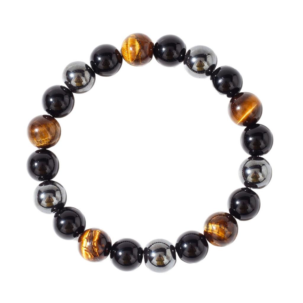 Festive Gifts Tiger Eye Black Onyx Hematite Beaded Bracelet Set Natural Fashion Jewelry For Men Women Daily Wear Gift