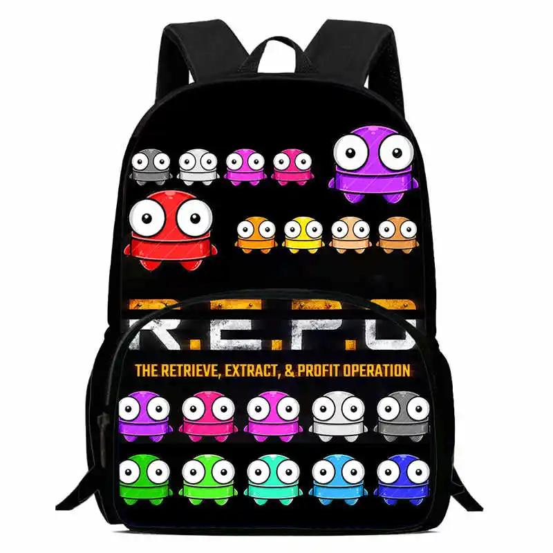 Durable R.E.P.O Kid Backpack for Pupil Students Child School Backpack with Front Pocket,Cartoon Child School Bags for Boys Girls