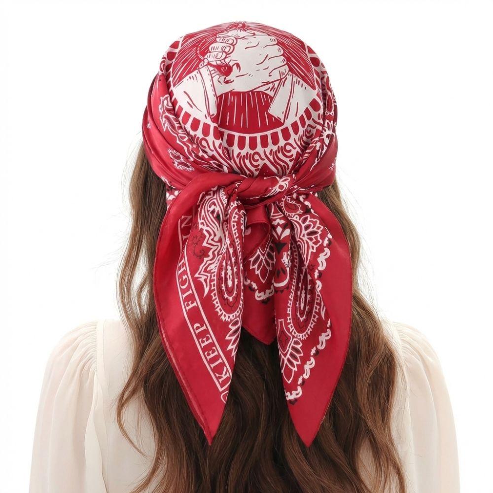 55x55cm Men's Headscarf Handshake Print Imitation Silk Woman Hip Hop Face Towel Breathable Peace Dove Arabic Square Headscarf