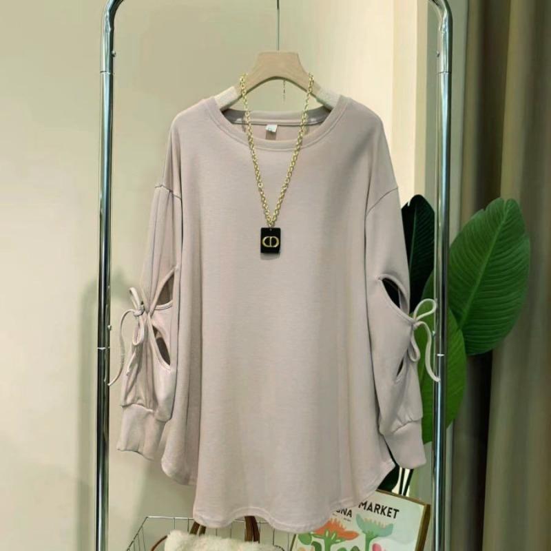 

Женские толстовки тонкая блузка корейский повседневный рукав с бантом женская рубашка свитер для通勤 женщин XXXL