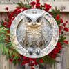 Cool Owl Wooden Sign, Funky Owl Round Sign for Front Door Wall Hanging Decor, Ideal Home Hanging Ornament