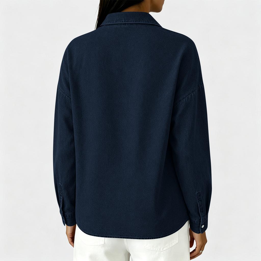 Top in denim da donna a vestibilità larga con bottoni per un look casual di tutti i giorni