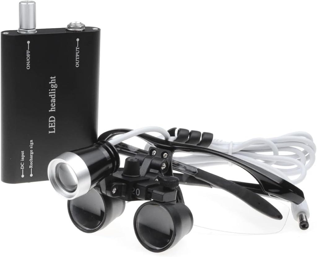 Kurtvenid Binocular Magnifier with 1W Spotlight and LED Portable for Laboratory and Easy Storage 3.5x Lamp, Use, Appraisal, Lighting, (Black)