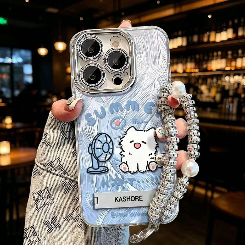 Cute Fan Puppy Phone Case Holder for iPhone 11, 12, 13, 14, and 15 Pro Max