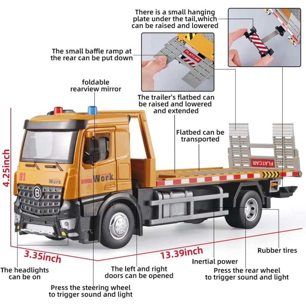 1/50 Crane Toy Metal DieCast Crane Model,Construction Truck Toys with Simulated Sounds and Lights,Suitable for Ages 3 and Up Toy Crane for Boys
