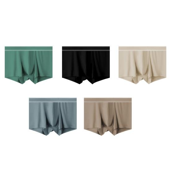 Mens Cotton Boxers Briefs Summer Moisture Wicking Underwear Solid Color Breathable Stretch Wide