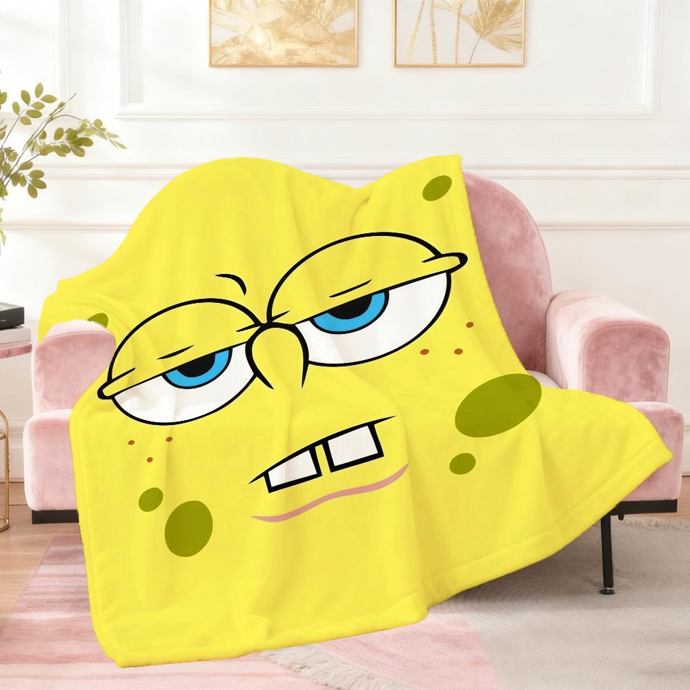 S-sponge-Bob-b cartoon Pants-s Blanket Throw Super Cosy Plush Living Room Sofa Couch Childish Birthday Gifts S-square- cute